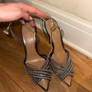 Jessica Simpson Rhinestone and Black Heels